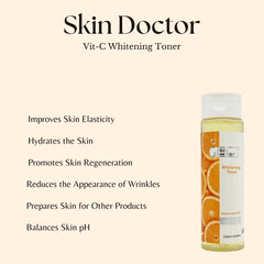 Skin Doctor Whitening Toner with Vitamin C 250ml – Brightening, Anti-Aging & Hydrating Skin Care for All Skin Types | Gentle Daily Use