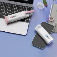 V2COM 7-In-1 Electronics Cleaner Kit - 7 in 1 Keyboard Bluetooth Headset Cleaning Brush Kit, Portable Multifunctional Cleaning Tool for PC Monitor, Earbud, Cell Phone, Laptop Etc (pink)