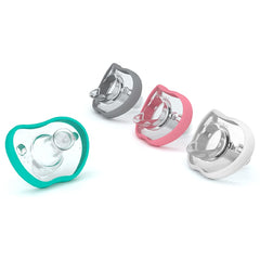 Nanobebe Flexy Baby Pacifiers 3+ Months - Orthodontic, Lightweight and Vented, Curves Comfortably with Face Contour, 100% Silicone - BPA Free, Perfect Baby Registry Gift 4 pack, Pink/ Grey