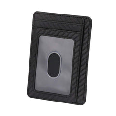 Stazh Slim Wallet - Minimalist Front Pocket RFID Blocking Leather Wallets for Men & Women - Carbon Black