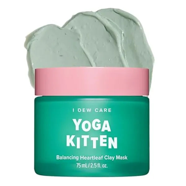 I DEW CARE Heartleaf Clay Mask Yoga Kitten Wash off, For Blemish prone with Kaolin, Heartleaf, Tea Tree Extract, Home Spa, Korean Skincare, Glass Skin Look, Soothing, Christmas Gifts, 2.5 FL Oz