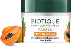 Biotique Papaya Tan Removal Brightening & Revitalizing Face Scrub | Gentle Exfoliation | Smooth and Clear Complexation | 100% Botanical Extracts| Suitable for All Skin Types | 75g