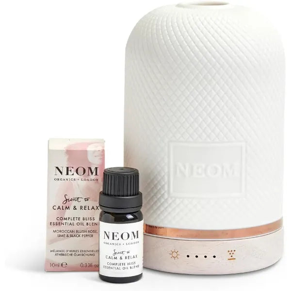 NEOM Wellness Pod Electronic Diffuser & Rose, Lime & Black Pepper Essential Oil Blend, 10ml