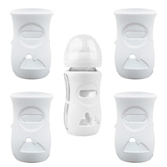 QinSuiKai 4 Pack Silicone Sleeves for Avent Natural Glass Baby Bottles, Anti Breakage Baby Bottle Holder, Compatible with Philips Avent Glass Natural Baby Bottle, BPA Free (Milk White, 8 OZ)