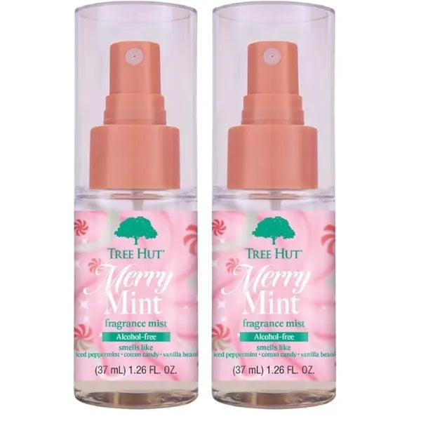 Tree Hut Mini Merry Mint Fragrance Mist, Refreshing Body Spray, Layer with Favorite Scents, Holiday Gift & Stocking Stuffer, Travel Size, 2 fl oz (Pack of 2)