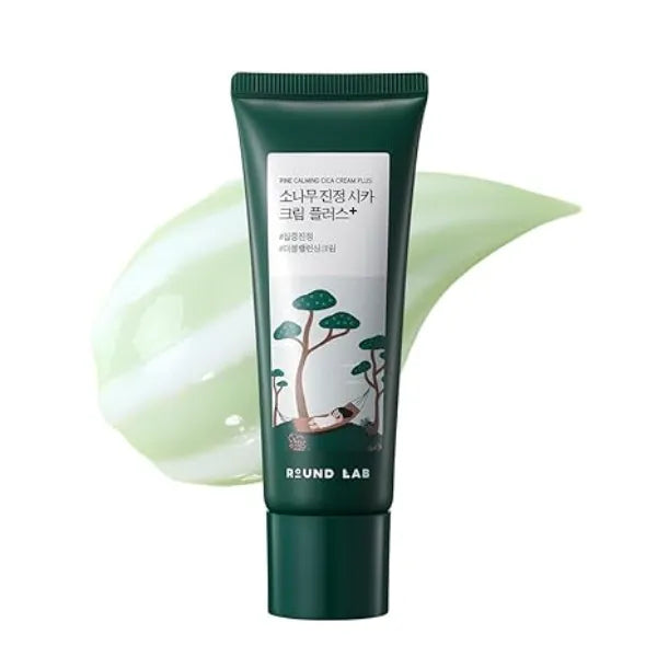 ROUND LAB Pine Cica Calming Cream Plus 60ml Dual Texture Soothing Cream for Blemish Care, Acne Prone Skin Safe, Sebum & Oil Control, Intensive Calming, Strengthens Skin Barrier, Clear & Calm Finish