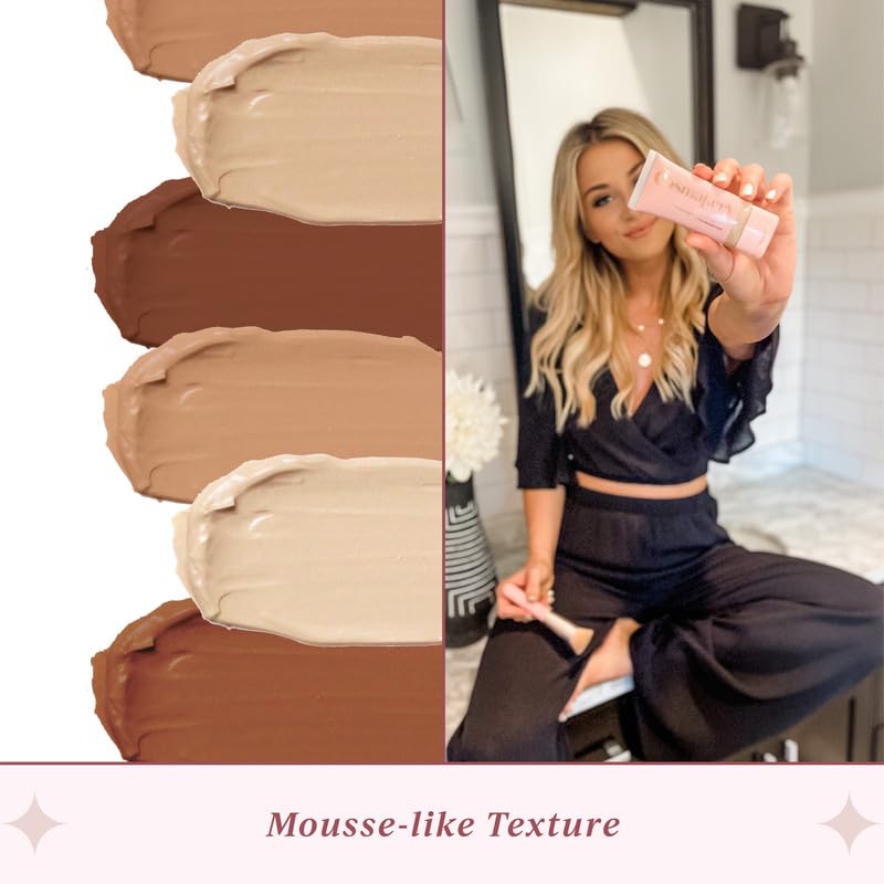 Cosmakery Foundation for Light to Full Coverage - Mousse Liquid Makeup Foundation for Uneven Skin Tone - Diverse Skin Types Mature, Dry, Oily - Oil-free, Cruelty-free (Light)