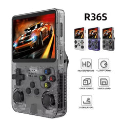 R36S Retro 3.5 Inch IPS Screen Handheld Game Console Open Source Linux System 64GB 15000+ Pocket Video Games Player VS RGB20S (Black)