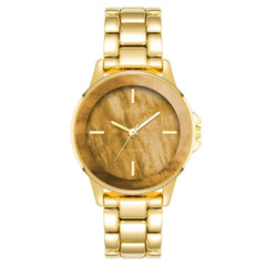 Anne Klein Round Analog Watch for Women, 30 mm Size, Brown/Gold