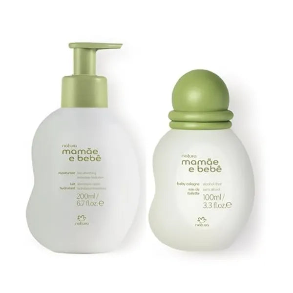 Natura Mom & Baby Cologne & Moisturizer Bundle Gentle Alcohol Free Baby Perfume & Fast Absorbing Lotion, 98%+ Natural Origin, Hypoallergenic, Dermatologist Tested Mamãe & Bebê