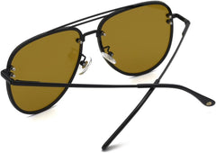 VIVIENFANG Premium Rimless Oversized Aviator Sunglasses for Women VF2203 - Black/Brown