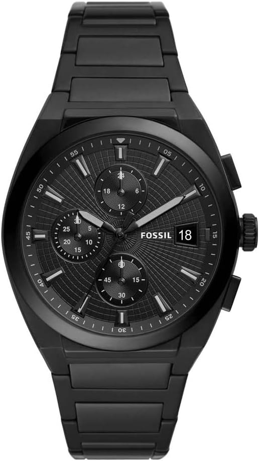 Fossil Men's EVERET Chronograph Quartz Watch with Stainless Steel Strap, Black, 18 (Model: FS5797), strap