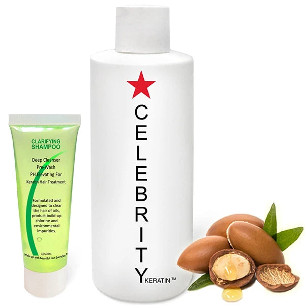 KERATIN RESEARCH CELEBRITY KERATIN Hair Treatment Conditioning Straightening Keratin Proteins Amino Acids Argan Castor Oils Repair Damaged Color Treated Curly Straight Coarse Thin Hair (KIT I)