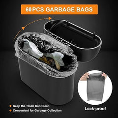 Wontolf Car Trash Can Bin with Lid and 60pcs Trash Bags Small Car Garbage Can Leakproof Mini Car Accessories Trash Bin Car Dustbin Organizer Container for Car Office Home, Black