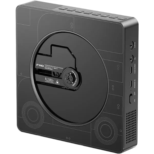 FIIO SNOWSKY Beatbox All in One CD Player Boombox, HiFi Stereo Bluetooth Speaker with LDAC, USB CD Ripping, FM Radio, AUX Input, Rechargeable Battery & Customizable Magnetic Faceplate Design (Black)