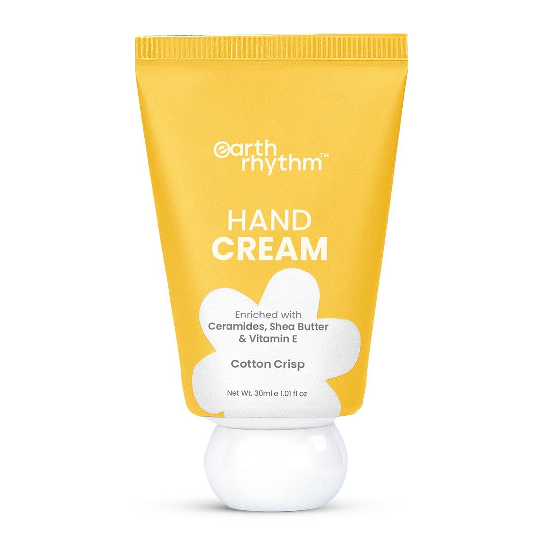 Earth Rhythm Hand Cream - Cotton Crisp for Dry & Rough Hands, Intense Moisturization Non Greasy, Fast Absorbing, Moisturizes, Enriched with Ceramides, Shea Butter, Cacao Seed Butter for Men & Women -