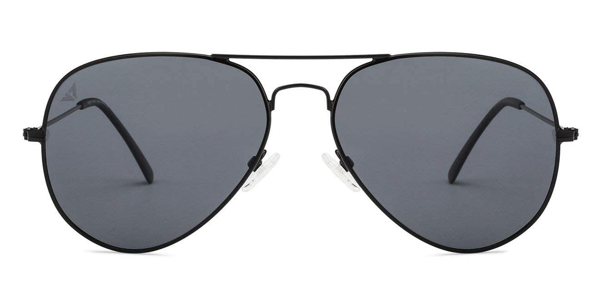 Vincent Chase Eyewear By Lenskart | Full Rim Aviator Branded Latest and Stylish Sunglasses | Polarized and 100% UV Protected | Men & Women | Medium | VC 5158/P-Pack of 1 | Matte Black Frame / Grey Lens