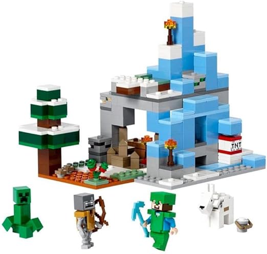 LEGO Minecraft The Frozen Peaks 21243, Cave Mountain Set with Steve, Creeper, Goat Figures & Accessories, ICY Biome Toy for Kids Age 8 Plus Years Old