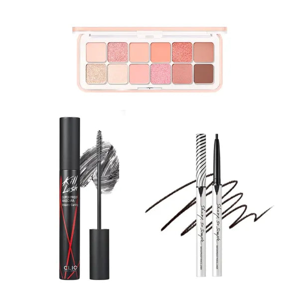 CLIO PROFESSIONAL Red Carpet Glam Eye Makeup Set: Kill Lash Superproof Mascara, Sharp So Simple Eyeliner & Pro Eye Palette Air Bundle