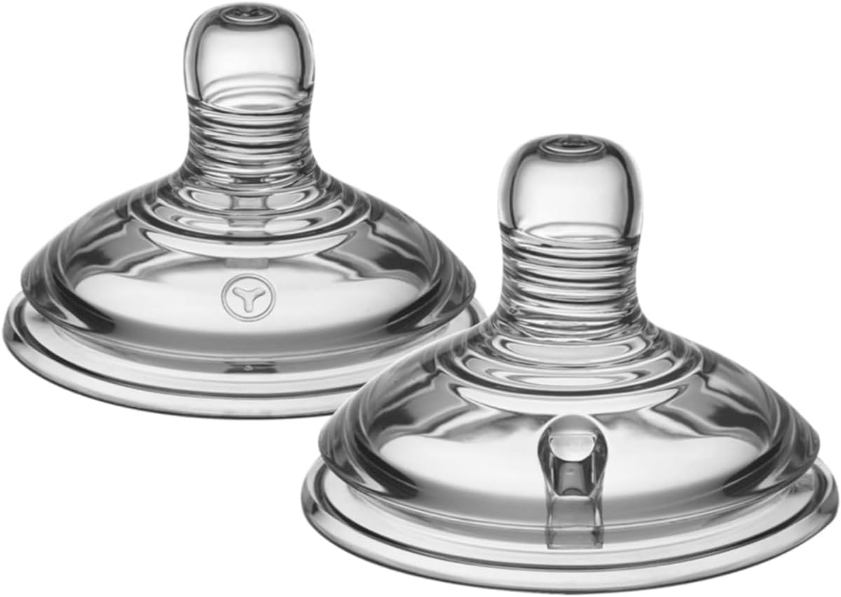 Tommee Tippee Closer to Nature Baby Bottle Teats, Breast-Like, Anti-Colic Valve, Soft Silicone, Thick Flow, 6m+, Pack of 2