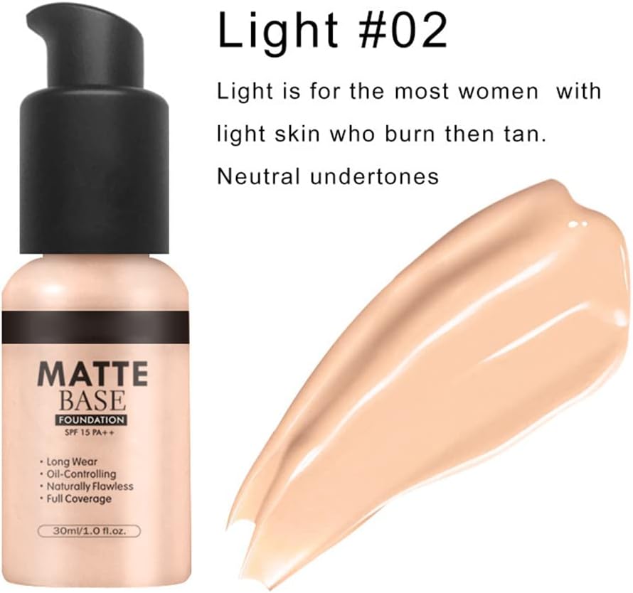 NLLNT Matte Foundation Makeup Liquid Base Waterproof Concealer Moisturizing Face BB Cream 15ml