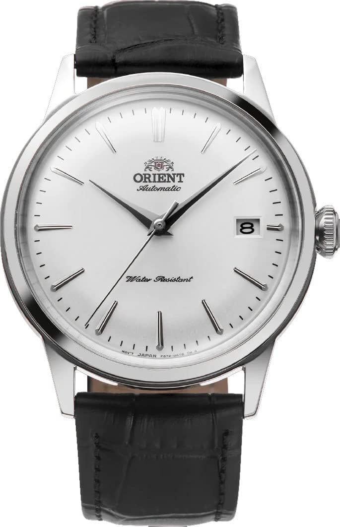 Orient RA-AC0M03S Men's Bambino Version 7 Brown Leather Band Automatic Watch, white, Automatic Watch