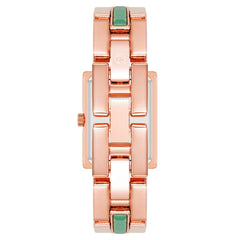 Anne Klein Rectangular Analog Watch for Women, 28 mm Size, Green/Rose Gold