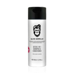Slick Gorilla Detox 2 in 1 Shampoo and Conditioner for Men 200ml / 6.76 fl oz, Cleans, Strengthens, Hydrates, Infused with Natural Ingredients, All-in-One Daily Grooming Solution