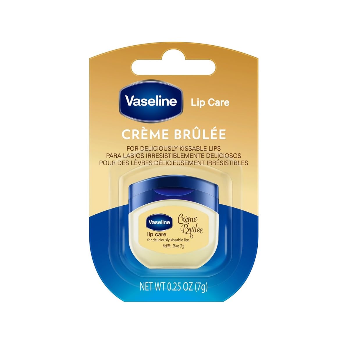 Vaseline Lip Care Crème Brulee Lip Balm Tub With Pure Jelly & Crème Brulee For Deliciously Kissable Lips| Nourishes & Protects Lips| Non-greasy Lip Moisturizer for Naturally Tinted Lips| 7 gm