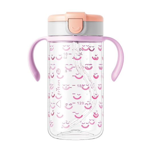 Evorie Tritan Toddler Sippy Cup with Silicone Straw, Spill-Proof Straw Water Bottle for Kids 1-2 Years Old, 10 oz, Removable Handles, Ideal for School