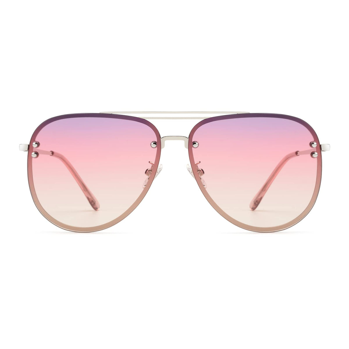 VIVIENFANG Premium Rimless Oversized Aviator Sunglasses for Women, Polarized PC Lens UV Protection Womens Shade VF2203