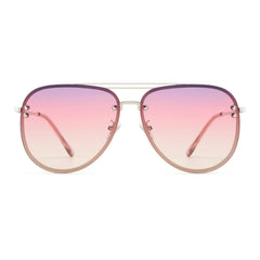 VIVIENFANG Premium Rimless Oversized Aviator Sunglasses for Women, Polarized PC Lens UV Protection Womens Shade VF2203