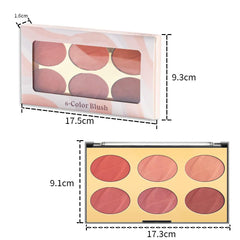 Azonee 6 Color Blush Palette, Contour Makeup Palette Versatility Face Shaping Pigmented Matte Smooth Natural Long Lasting Powder Blushing Pallet, Professional Facial Makeup Blush