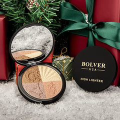 Bolver Highlighter Makeup Palette, Powder Palette Facial Bronzers Illuminator Palette Highlighter Baked Waterproof Long Lasting. (E03)