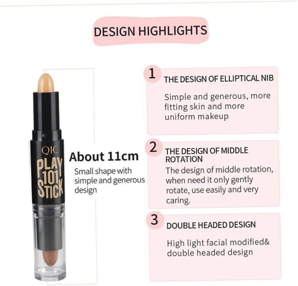 Double Ended Wonder Contouring Pen Bronzer and Highlighter Stick Facial Makeup Contour Concealer Cosmetic for 3D Makeup Effect(3#) 1pc,Cosmetic Tools and Other Accessories