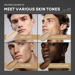 Hydrating Men BB Cream SPF 15 PA++, Full-Coverage Foundation&Concealer, Mens Face Moisturizer Cream, Face Makeup for All Skin Types, Evens Skin Tone, Oil Control and Cover Flaws, Natural 240
