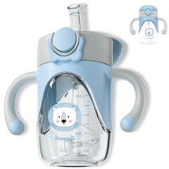 Bunnytoo Weighted Straw Sippy Cup for 6-12 Months, 8oz Toddler Cup with Handles, Spill Proof & BPA-Free, Easy-to-Clean Baby Straw Cup for 1+ Year Old, Transition Cup for Infant Drinking (Blue)