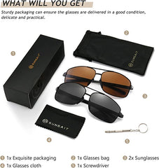 SUNGAIT Ultra Lightweight Rectangular Polarized Sunglasses UV400 Protection