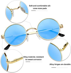 KANASTAL Hippie Round Polarized Sunglasses for Women Men, Small Circle Sun Glasses Classic Vintage Retro Shades Metal Frame UV400 Protection