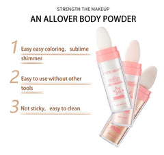 Body Shimmer Powder Polvo De Hadas Fairy Highlighter Glitter Natural Pigment Shiner Stick Loose Oil Glow Body Brighten Dust with Puff Makeup Three-Dimensional Face,Eyeshadow,Eye,Hair,Body,Hair(3)