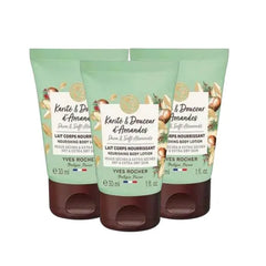 Yves Rocher Delicate Shea Butter and Almond Restorative Body Milk – Set of 3 Nourishing and Moisturizing Travel Size Body Lotion 30 ml/1 fl.oz