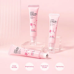 LaPalo 2-in-1 Sakura Eye Serum and Eye Roller, Eye Massager Roller Lifting, Eye Cream for Nourishing Relieve Eye Bags, Dark Circles, and Puffiness, Fine Lines, Under Eye Treatment Cream