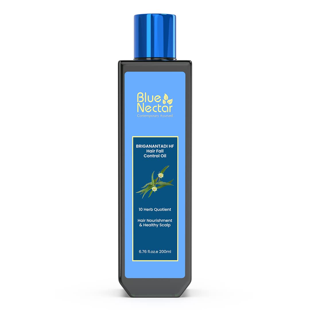 Blue Nectar Briganantadi Hair Fall control & Healthy Scalp Oil | Non Sticky Hair Oil for Hair growth | Perfect Hair Fall Oil for Women & Men(9 Herbs, 200 ml)