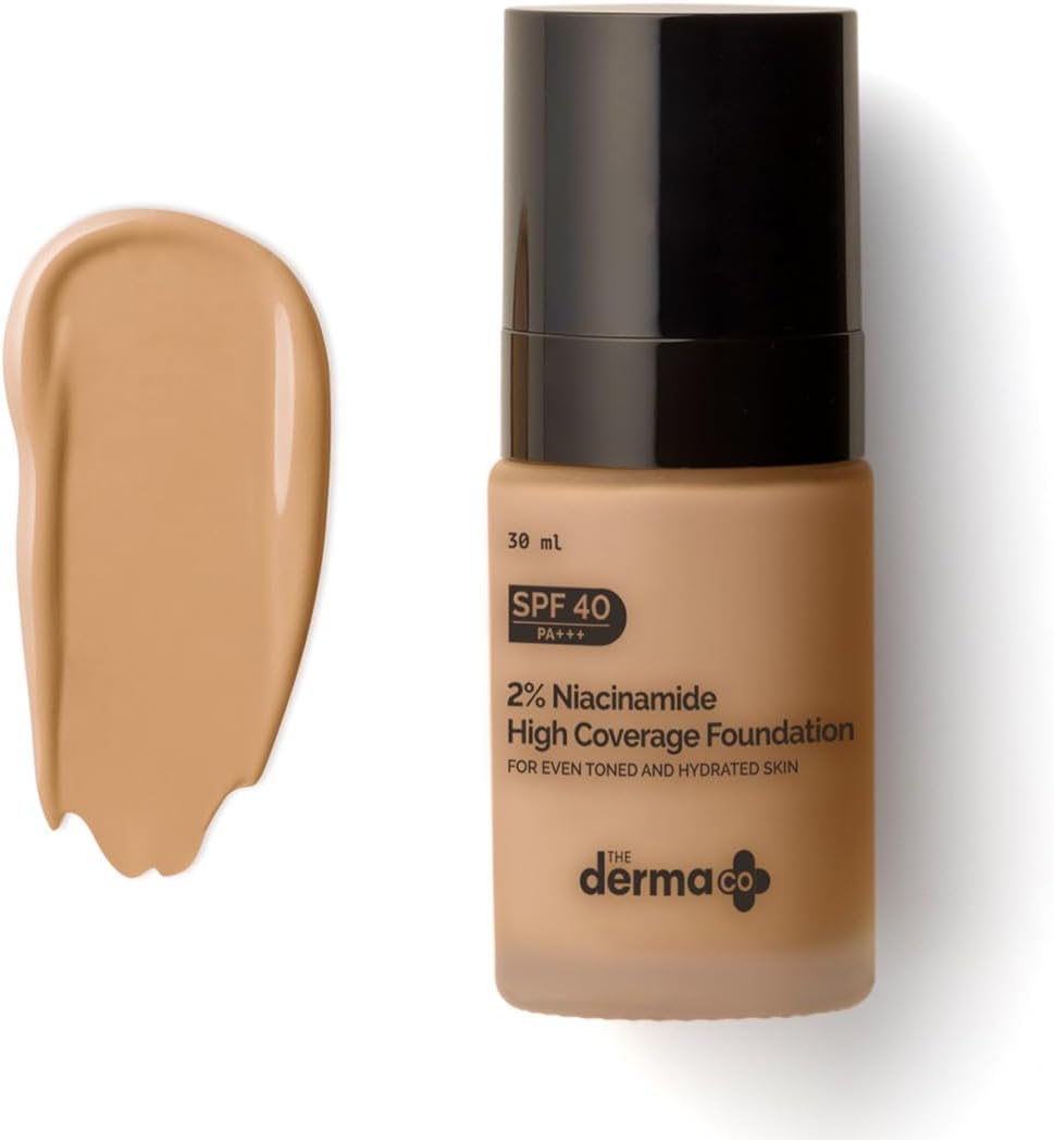 The Derma Co 2% Niacinamide Medium Coverage Matte Liquid Foundation For All Skin Types With 1% Hyaluronic Acid & Spf 40 Pa+++ For 12 Hour Long Stay & Oil Control - 02 Nude, Pack Of 1