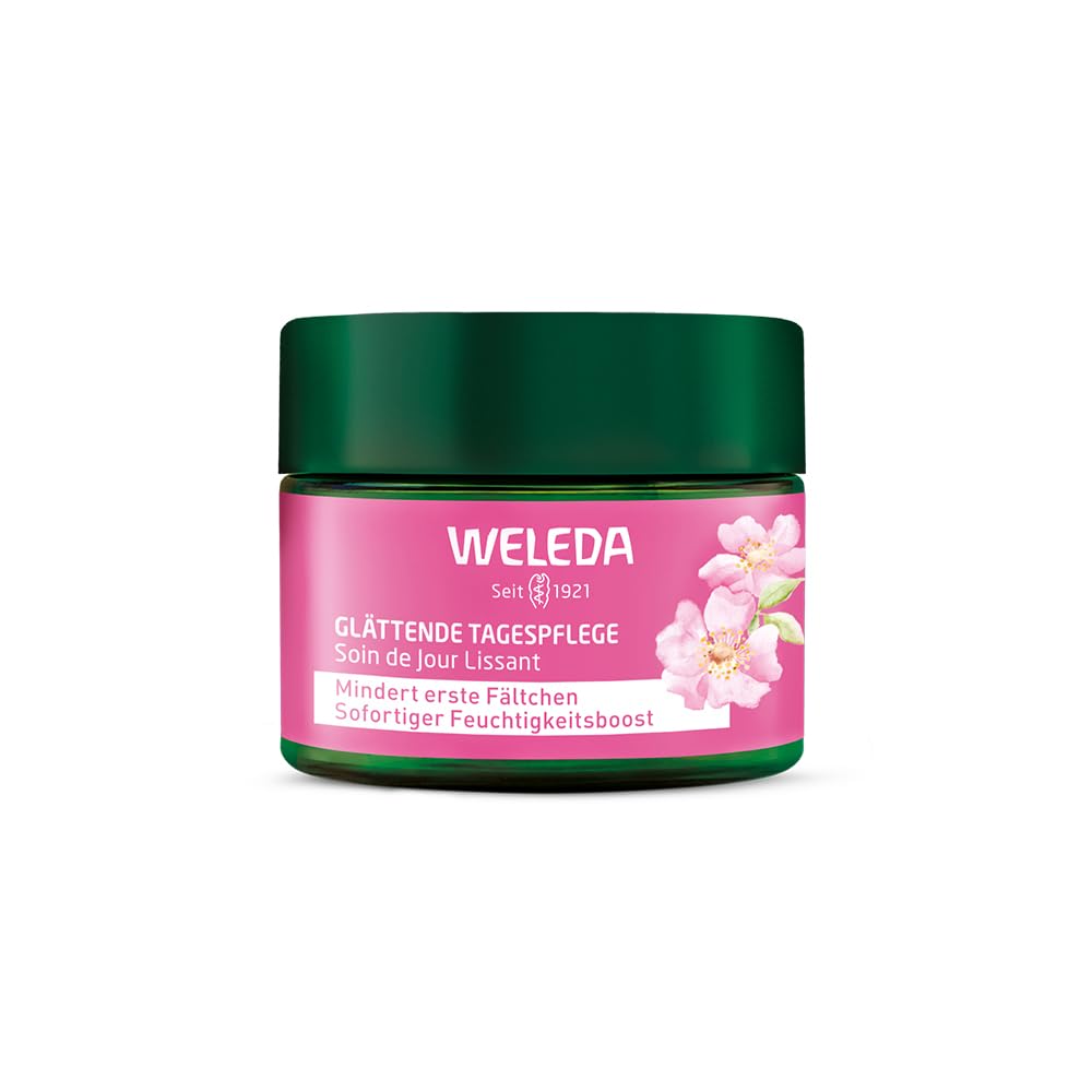 Weleda Organic Smoothing Day Cream with Wild Rose & White Tea - Natural Anti-Aging Face Cream with Age Defense Complex Reduces First Wrinkles for Visibly Smoother Skin (Vegan, 40ml)