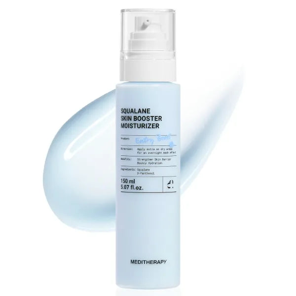 MEDITHERAPY Squalane Skin Booster Moisturizer – 8% Squalane + Panthenol + Hyaluronic Acid | Hydrating Moisturizer Face Cream for Dry Sensitive Skin | Lightweight Non-Greasy Barrier-Support - 5.07 fl oz