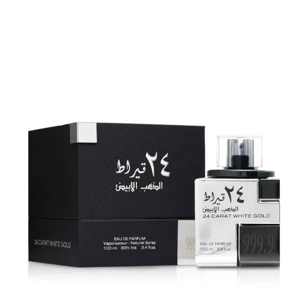 Lattafa 24 Carat White Gold Eau De Parfum Spray for Men - 3.4 oz