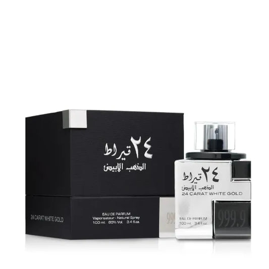 Lattafa 24 Carat White Gold Eau De Parfum Spray for Men - 3.4 oz