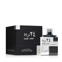 Lattafa 24 Carat White Gold Eau De Parfum Spray for Men - 3.4 oz