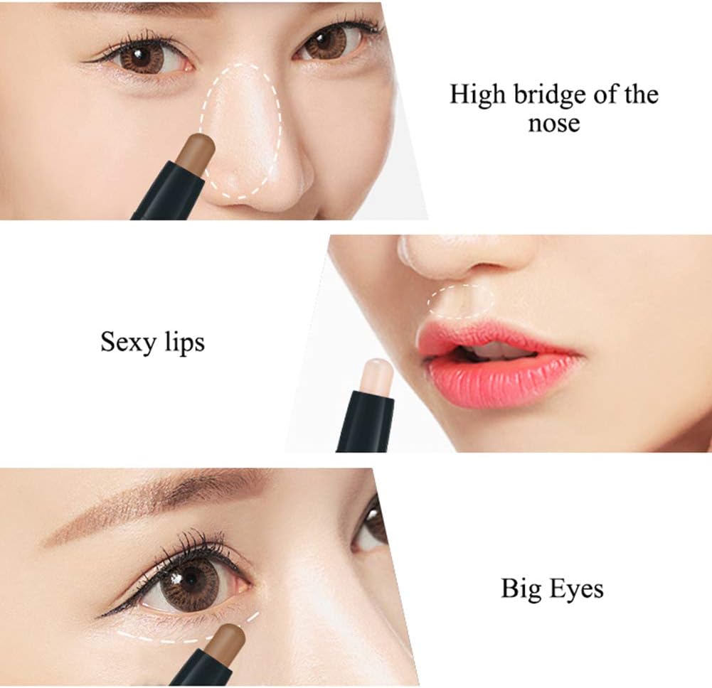 Double Head 2 Colors Comestic Contour Stick Pen Highlight Brightening Concealer Pen Pencil Nose Eye Shadow 3D Face Bronzer Pen Perfect Concealing Blemish